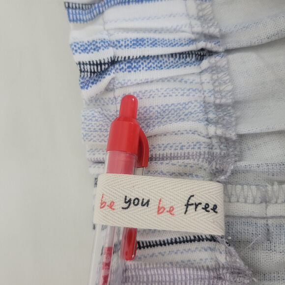 Bebop Shorts‎ Womens Large Multicolor Linen Blend High Rise New Striped Belted - Picture 8 of 14